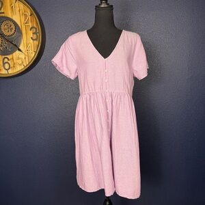 Madewell Linen-Blend Alexandra Button-Front Mini Dress, Vibrant Lilac, Medium